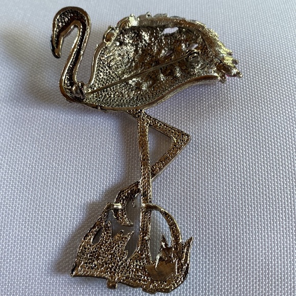 Vintage costume pink flamingo brooch - Picture 5 of 5